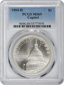 1994-D Capitol Dollar Commemorative MS69 PCGS Mint State 69 - Picture 1 of 2