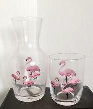 Gisela Graham rosa Flamingo Glas Karaffe Dekanter & Becher Set, süß & schrullig