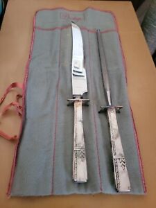 2 Pc Carving Set GRENOBLE Oneida Prestige Plate Knife & Sharpener with Cloth Bag