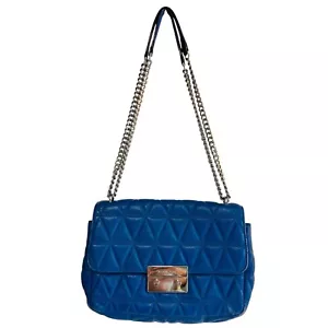 Michael Kors Sloan Schultertasche gesteppt blau Leder Kettenriemen Crossbody klein - Bild 1 von 17