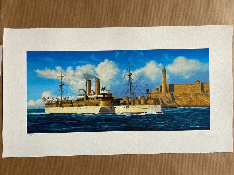 Военно-морская художественная гравюра Remember the Maine Стэна Стоукса битва за Манильский залив - Изображение 1 из 1