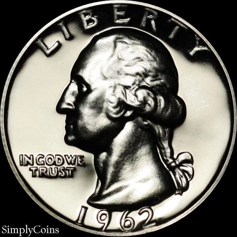 1962 Washington Silver Quarter GEM PROOF Uncirculated US Coin from Set MQ Cover