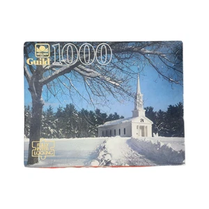 Vintage S. Sudbury MA Golden Guild 1000 Piece Jigsaw Puzzle SEALED Winter Church - Picture 1 of 6