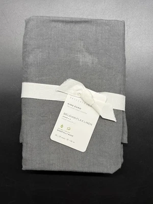 POTTERY BARN BELGIAN FLAX LINEN SET OF 2 KING EURO SHAMS BRAND NEW CHARCOAL - Image 1 of 3