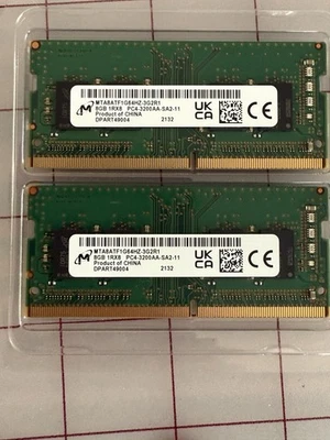 MSI GP66 11UH Micron 16GB (2x8GB) 1Rx8 SO-DIMM Memory RAM MTA8ATF1G64HZ-3G2R1 - Image 1 of 2