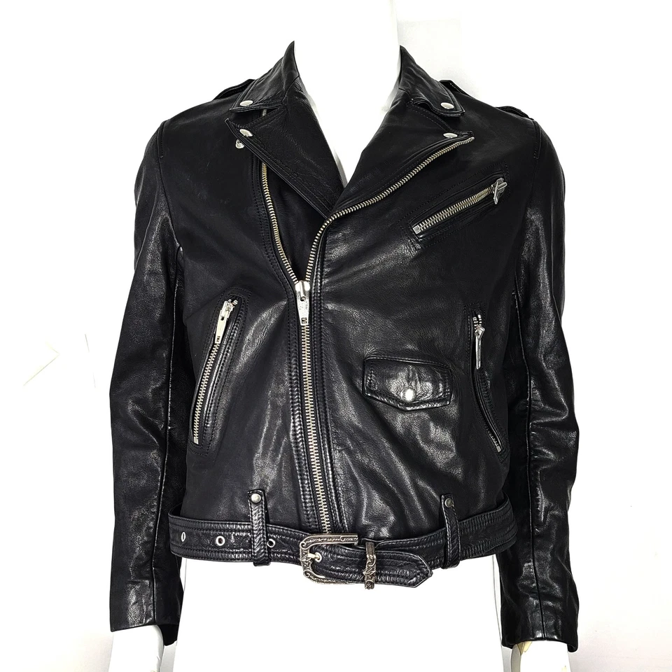Chaqueta de moto de cuero negra para hombre THE KOOPLES talla M Foto 1 de 4