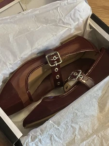 Chase And Chloe Burgundy Red Mesh Mary Jane Size 8 Shoes Flats NEW - Picture 1 of 5