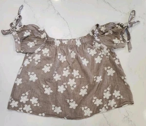Blusa bordada floral marrón con hombros descubiertos mediana Altar'd State para mujer - Imagen 1 de 6