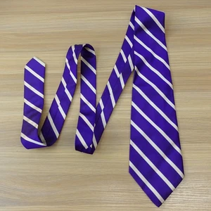 Vintage POLO Ralph Lauren Tie Men Blue Purple Stripe Silk Repp Italian Preppy - Picture 1 of 11