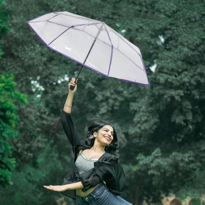  Ombrello Automatico Trasparente Ombrellone Da Viaggio Di Pioggia - Immagine 1 di 4