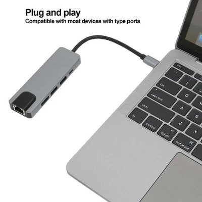 USB C Hub 5 In 1 USB3.0 87W PD Fast Charge Gigabit Ethernet USB C To High De NEW - Photo 1/4