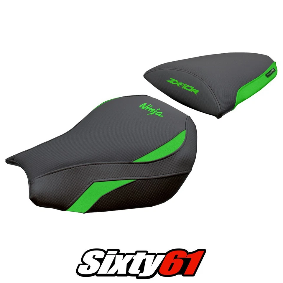 川崎 Ninja ZX 10 R 2006 - 2007 座椅套 Tappezzeria 绿色 黑色 — 第 1/4 张图片