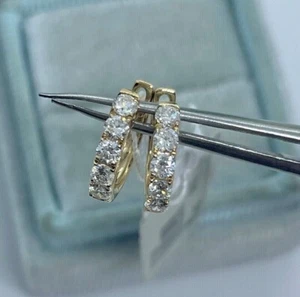 2.00Ct Lab-Created Diamond Small Huggie Hoop Earrings 14K Yellow Gold Plated - Picture 1 of 5