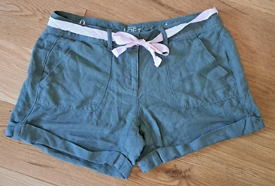 Pantalones Cortos Chinos LOFT Verde Oliva Mezcla Lino Talla 0 (30"w) 4" Entrepierna Foto 1 de 4