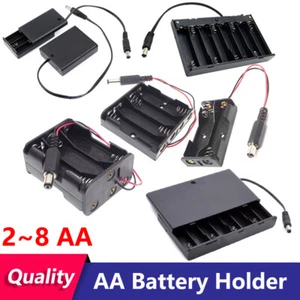 2 3 4 6 8 x AA Battery Holder With DC Plug 5.5x2.1mm OPen/Enclosed Cell Case Box - Picture 1 of 19