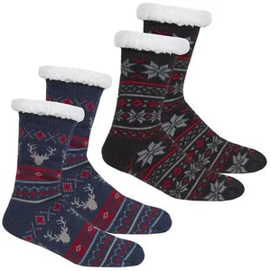 Jungen Kinder warme kuschelige Fairisle Lounge Socken Anti-Rutsch Greifer Geschenk 12-6 - Bild 1 von 6