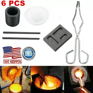 6 STCK. Graphitbarren Tiegelform Set Taschenlampe Schmelzwerkzeuge Kit für Gold & Silber - Bild 1 von 9