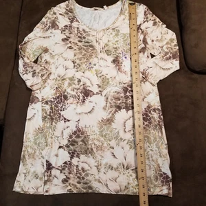 SOFT SURROUNDINGS TUNIC BLOUSE FLORAL 3/4 SLEEVE SMALL - Picture 1 of 9