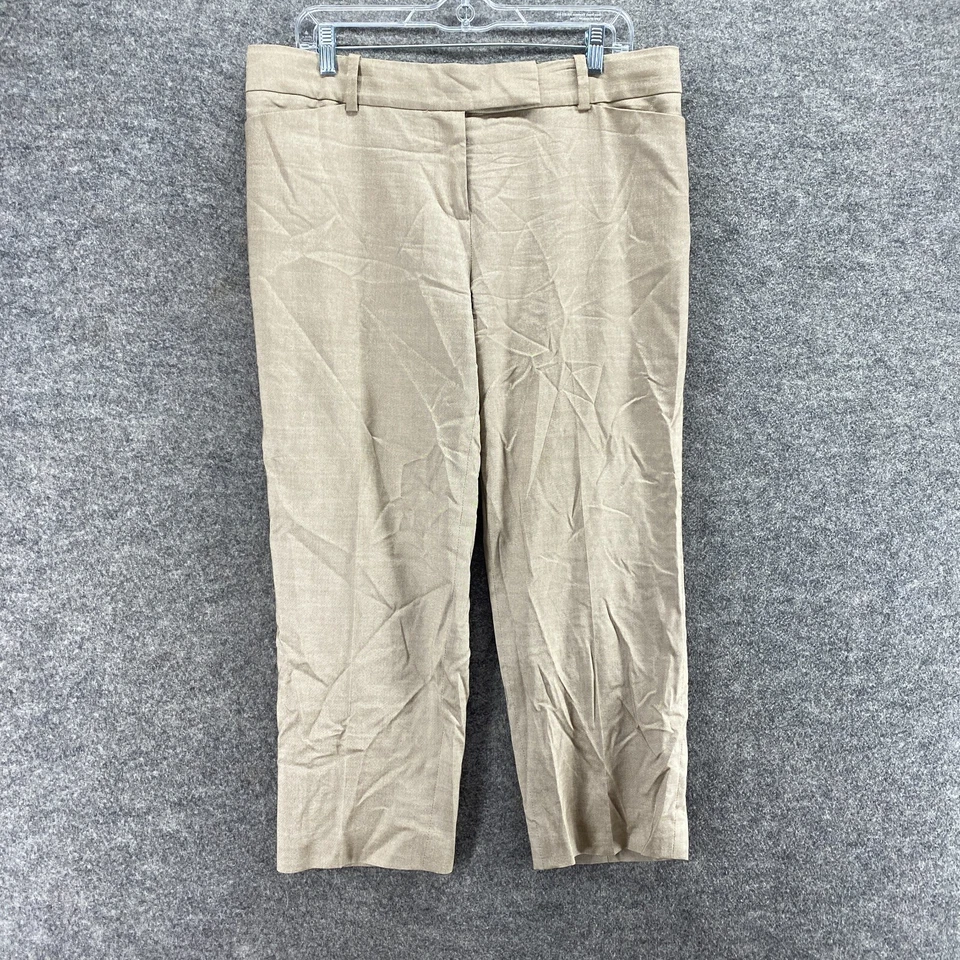 Pantalones de vestir Ann Taylor para mujer 12P pequeño beige tiro medio plisados bolsillos de seda Foto 1 de 4