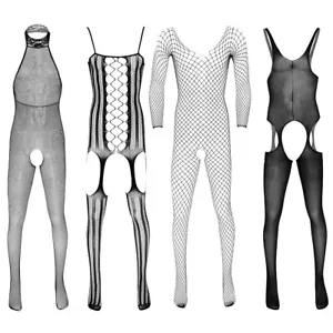 Herren Body Stocking Strumpf Netz Bodysuit Körperstrumpf transparent Unterwäsche - Bild 1 von 47