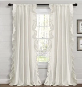 Üppiges Dekor Bauernhaus Reyna Rüsche - zwei Fensterscheiben - Bild 1 von 11