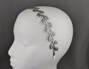 Silver shiny vine leaf crown Leaves headband hair band greek toga roman costume - Picture 1 of 8