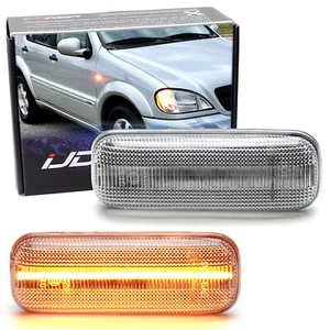 Clear Lens Amber Full LED Strip Fender Side Markers For 1998-03 Mercedes W163 ML - Picture 1 of 8