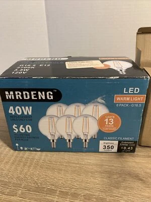 MRDENG 40W (Uses only 3.5W) LED Filament Replacement Bulbs NIB, Warm Light - Image 1 of 4