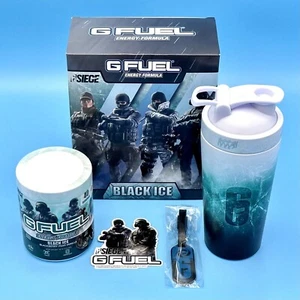 G Fuel 6 Six Siege Black Ice Collector's Box Tall Metal Shaker Cup + Charm Tag - Picture 1 of 6