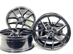 4PC 20" MERCEDES BENZ BLACK Y SPOKE S550 S63 E300 E350 AMG STYLE WHEELS RIMS - Picture 1 of 10