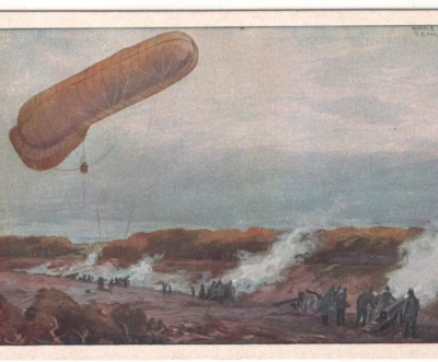 GERMANY Art Postcard MILITARY BALLOON WW1 Unused (ZEPPELIN) {samwells}MA2108 - Image 1 of 4