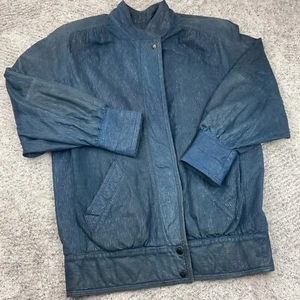 Vintage Blue Leather Jacket Womens Medium 90s Designer Erich Planinsek Australia - Picture 1 of 10