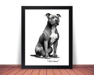 Framed & Personalized AMERICAN PIT BULL Photo Picture DOG NAME - 8x10 11x14 (P7) - Picture 1 of 9