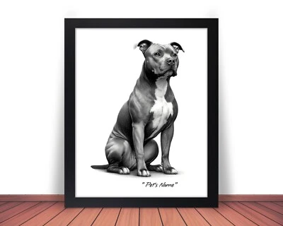 Framed & Personalized AMERICAN PIT BULL Photo Picture DOG NAME - 8x10 11x14 (P7) - Image 1 of 4