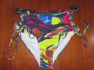 NWOT Colorful Graphic Bikini Bottom Womens Size XL Lace Up Sides High Leg 32191 - Picture 1 of 5
