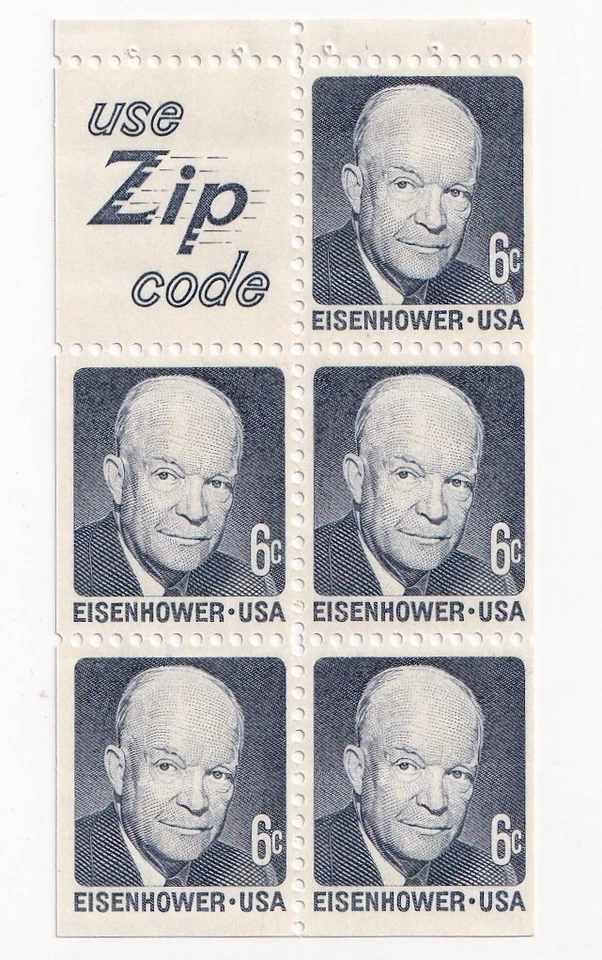 STAMP US SCOTT 1393b "Dwight D. Eisenhower" 6 CENT 1970 MNH BP OF 5 WITH USE ZIP - Image 1 of 1