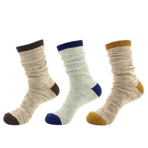 Women's Ribbed Style Slouch Boot Cotton Fall Winter Crew Socks, 3 Pairs Assort E - Picture 1 of 6