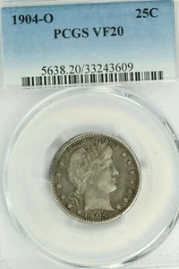1904-O Barber Quarter : PCGS VF20  - Picture 1 of 4
