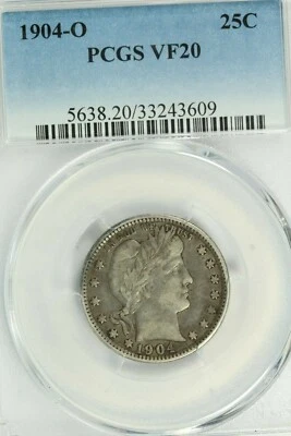 1904-O Barber Quarter : PCGS VF20  - Image 1 of 4