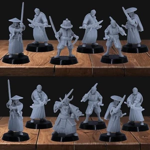 Japonés Samurai Ronin x12 Set Miniaturas, Juegos de Guerra de Mesa Nippon Starter Army - Imagen 1 de 6
