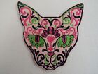 Pink Green Tapestry Cat Iron-On Patch