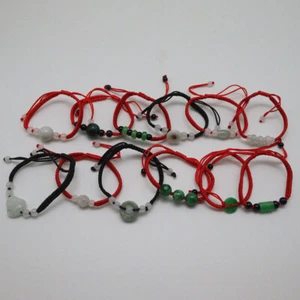 Natural Jade Bracelet For Women Men Chinese Red String Handmade Bracelet 12pcs - Picture 1 of 8