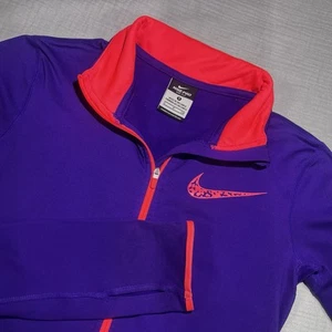 Nike Pro 1/4 Zip Pullover Womens Size Small Dri Fit Thumb Hole Purple Y2K 00s - Picture 1 of 11