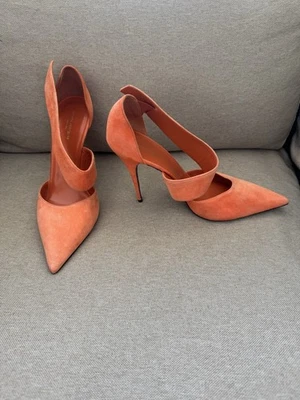 Zapatos de salón Narciso Rodriguez Runway otoño 2014 naranja gamuza punta puntiaguda talla 40 Foto 1 de 4