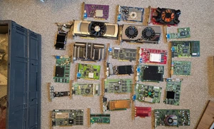 Lot of PCI-E AGP PCI Graphics Cards, GTX690 PCI-E  Geforce 4 4600 AGP FX5500 PCI - Picture 1 of 9