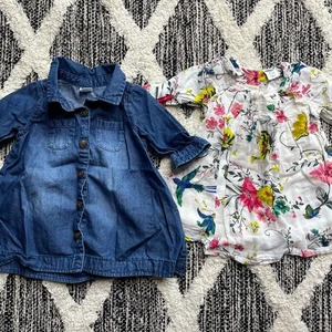 Camisa Antigua Azul Marino Floral y Denim Bebé Niña Talla 3-6mo Paquete - Imagen 1 de 4