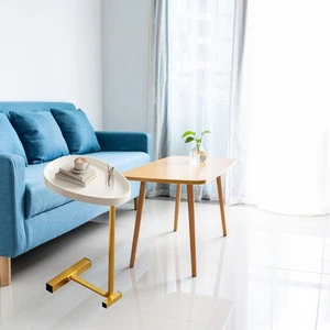 Small Oval Coffee Table Elegant Metal C Table For Living Room - Picture 1 of 12