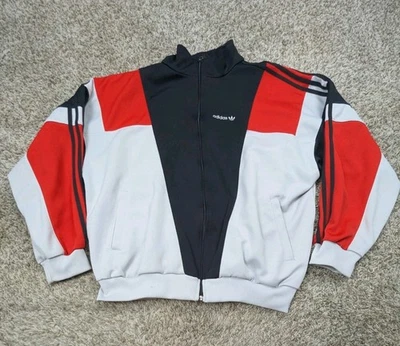 Chaqueta de Pista Adidas De Colección Para Hombres XL Negra Cremallera Completa Trifolio Años 80 90 Correr DMC Rap Foto 1 de 4