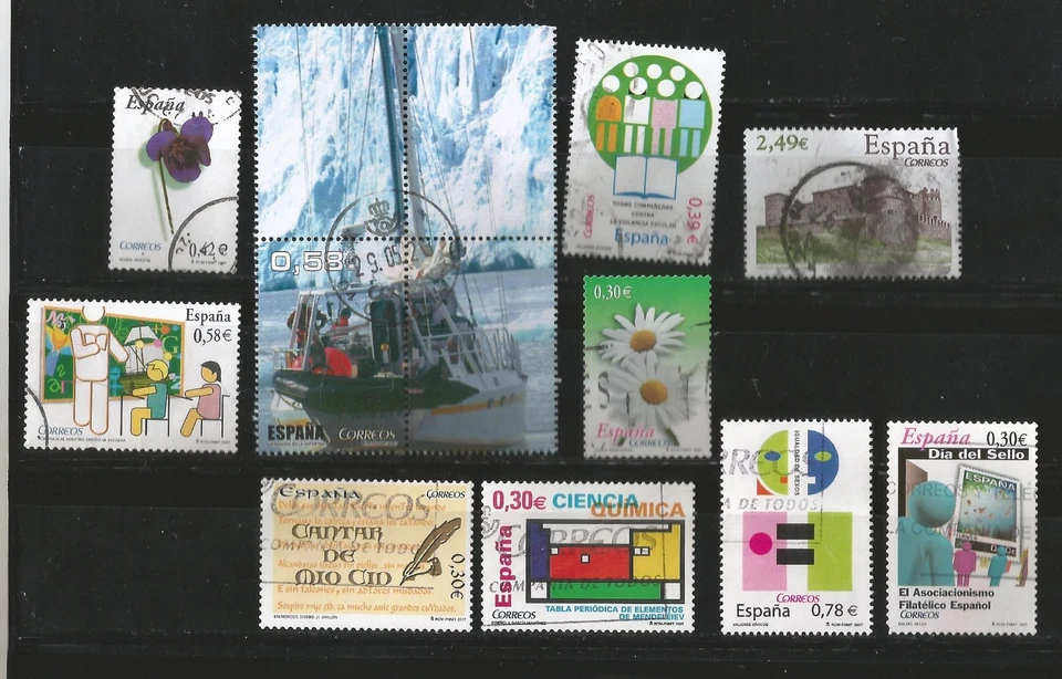 (L093) ESPAÑA – 2007 - LOTE 10 SELLOS - USADO - 3 SERIES + SELLOS SUELTOS - Imagen 1 de 1