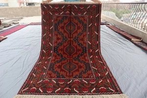 3x6 Vintage Afghan Baluchi Area Rug – Tribal Geometric Medallion Design. - Picture 1 of 12